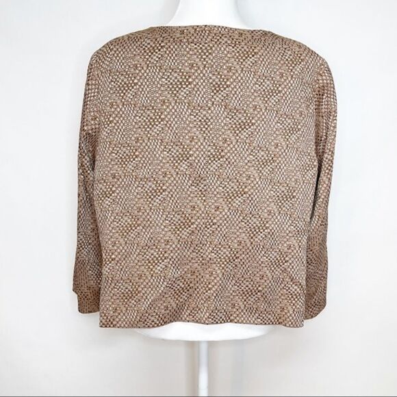 Lafayette 148 Crop Blazer Brown Print Size 18 - Picture 4 of 11